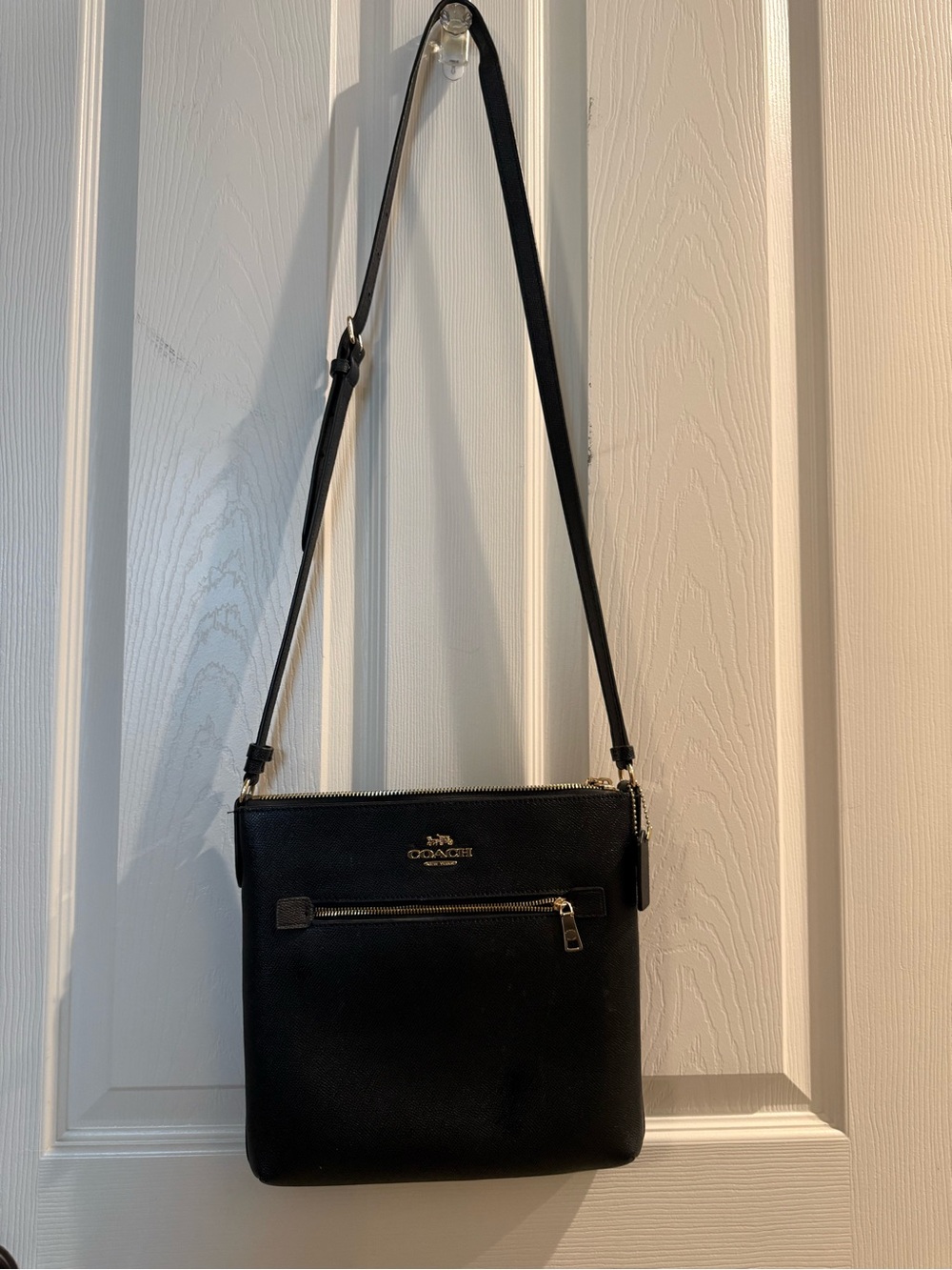 Coach Black Leather Crossbody Bag with Gold Hardware